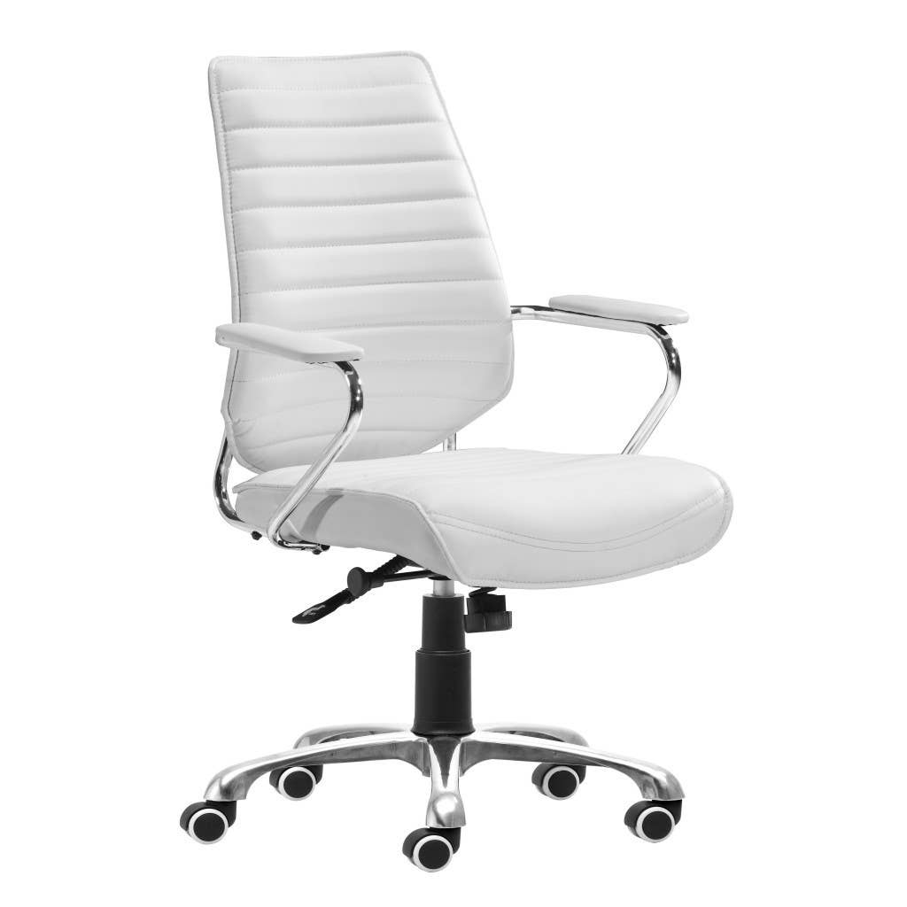 HomeRoots – wholesale Chair – White and Silver Adjustable Height Swivel Rolling Office Chair0