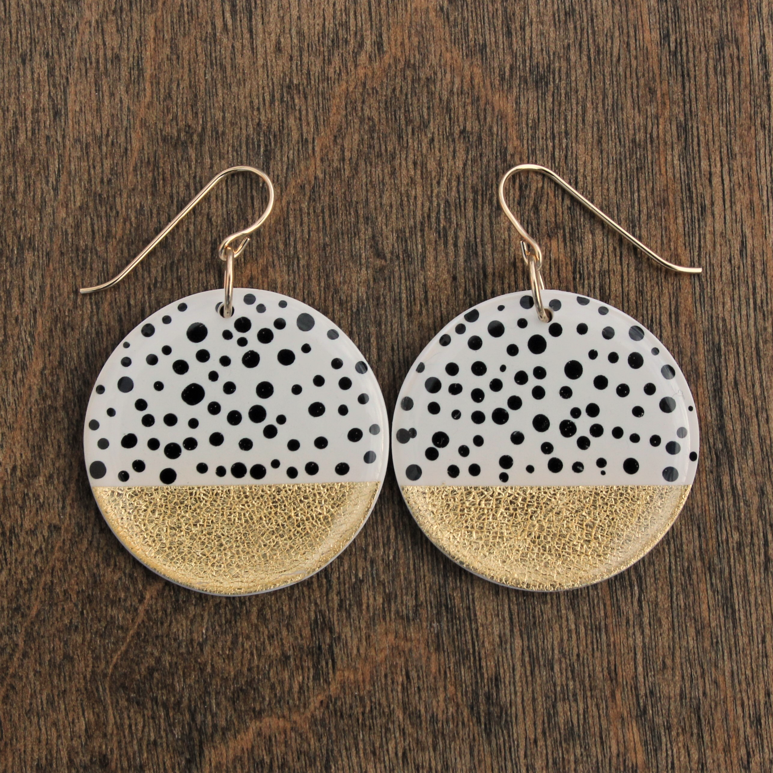 polka dot earrings Hand painted polka dot earrings wood earrings pink hand painted earrings polka dot art,pink and white polka earrings