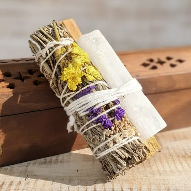 Ethike.eu – Pacote de sálvia por atacado – Palo Santo e Selenita - Conjunto Purificador de 10 cm0