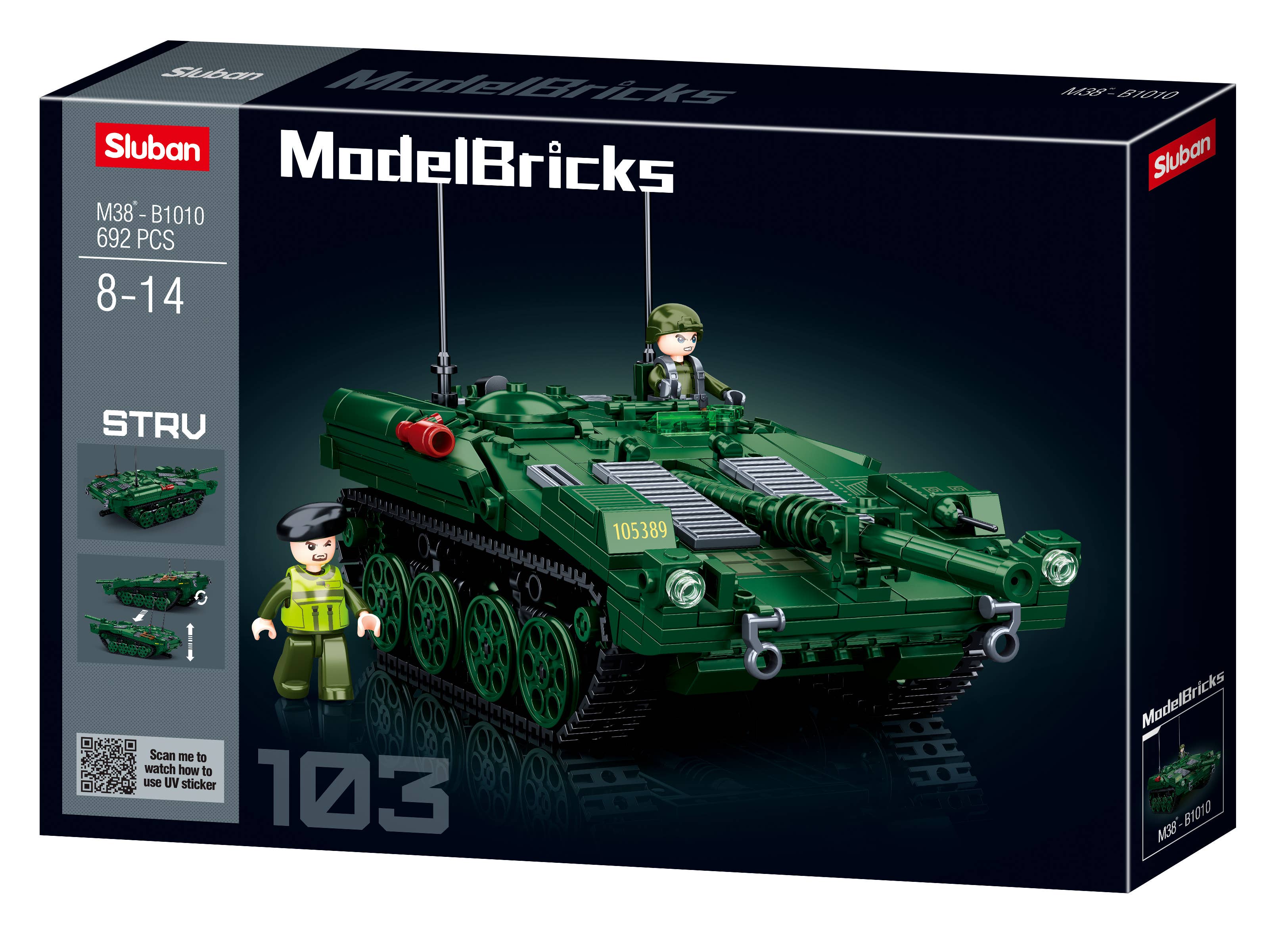 Sluban North America - Wholesale Build-a-Toy - Kids - Swedish STRV103 - Modern Battle Tank M38-B1010 - 692 Pcs