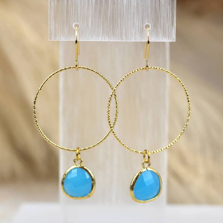 Turquoise Sparkle Hoop Dangle for wholesale by Sabsies Beauty