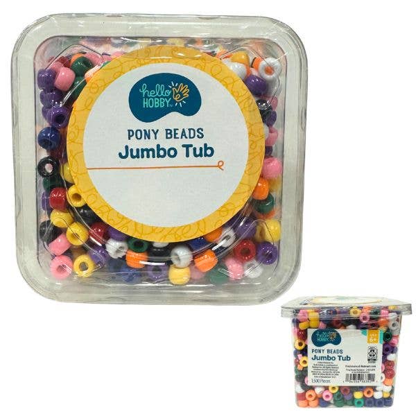 Pony Bead Jumbo 1,500PC Tub - #18352 - Crafts By Hello Hobby for wholesale by St. Louis Wholesale LLC
