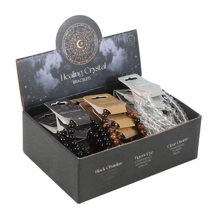 Something Different Wholesale - Wholesale Charm/dangle bracelet - Set of 36 Healing Crystal Astrology Bracelets in Display Box2