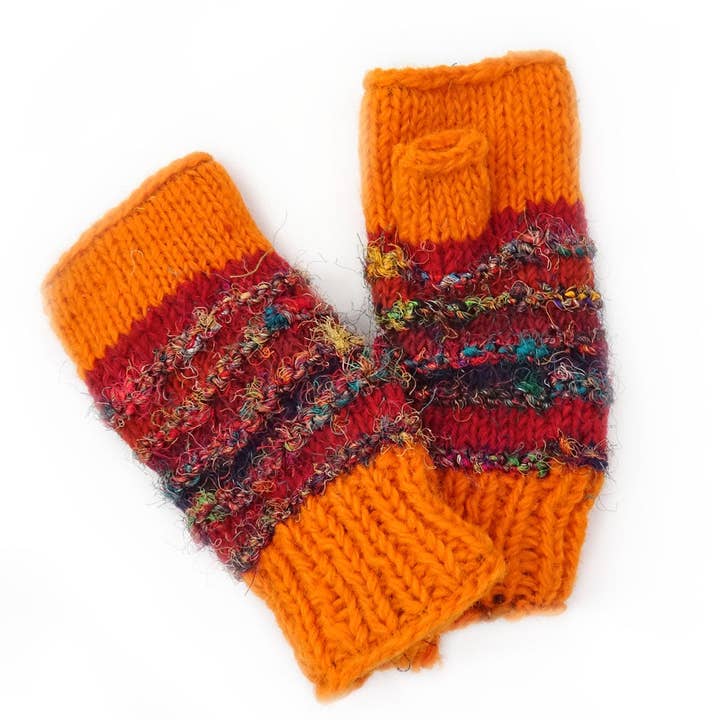 Zig Zag Asian Collection - Wholesale Gloves - Women's - Wool and Silk Knit Fingerless Gloves8