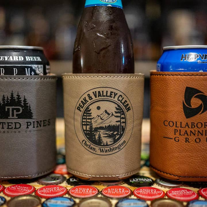 Twisted Pines Design Co. - Wholesale Drink Huggers & Koozies - Custom Engraved Leatherette Koozies