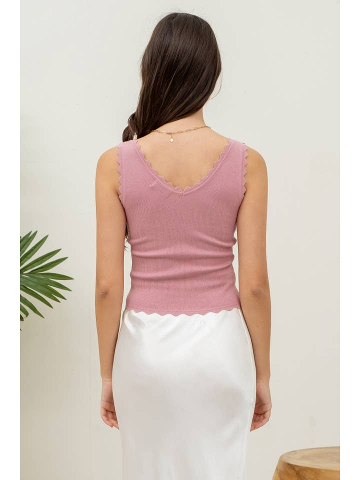 The Workshop Studio – wholesale Stickad topp - Dam – ÄRMLÖS TRÖJA MED KAMMUSSLINGSKANT STICKAD CROP TOP43