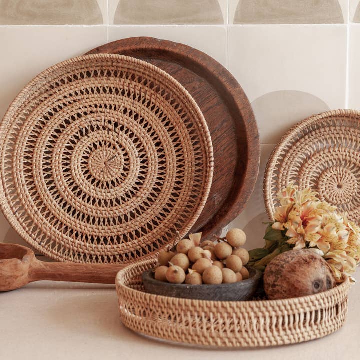 Village Thrive - Wholesale Decorative Tray - Round Woven Tray