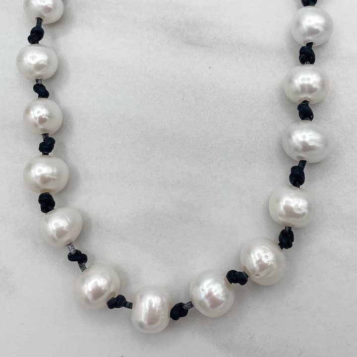 Pearl Knotted Leather Necklace for wholesale on Faire1