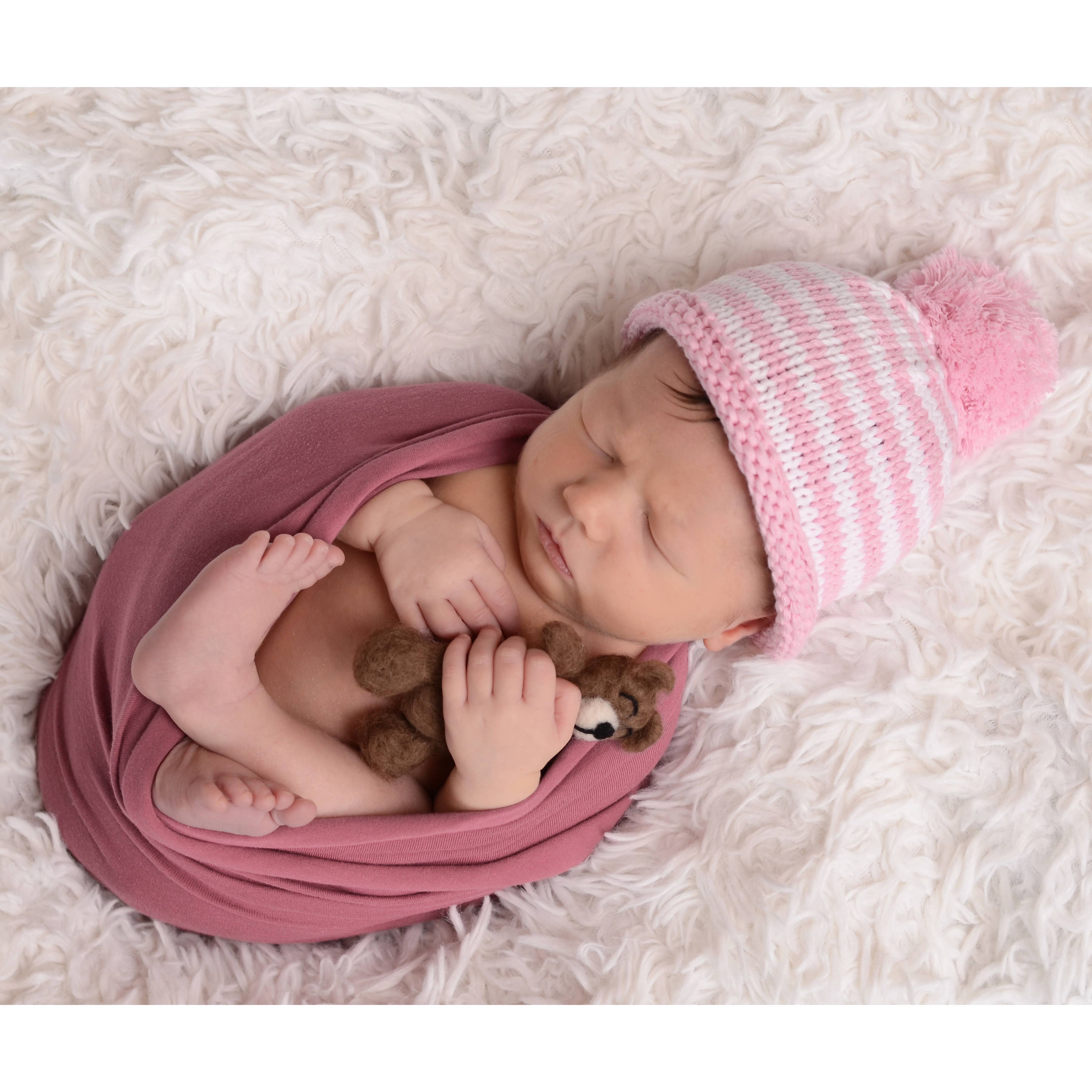 Huggalugs - Wholesale Newborn/Knit Hat - Baby - Newborn Baby Pink Pom Pom Beanie Hat2
