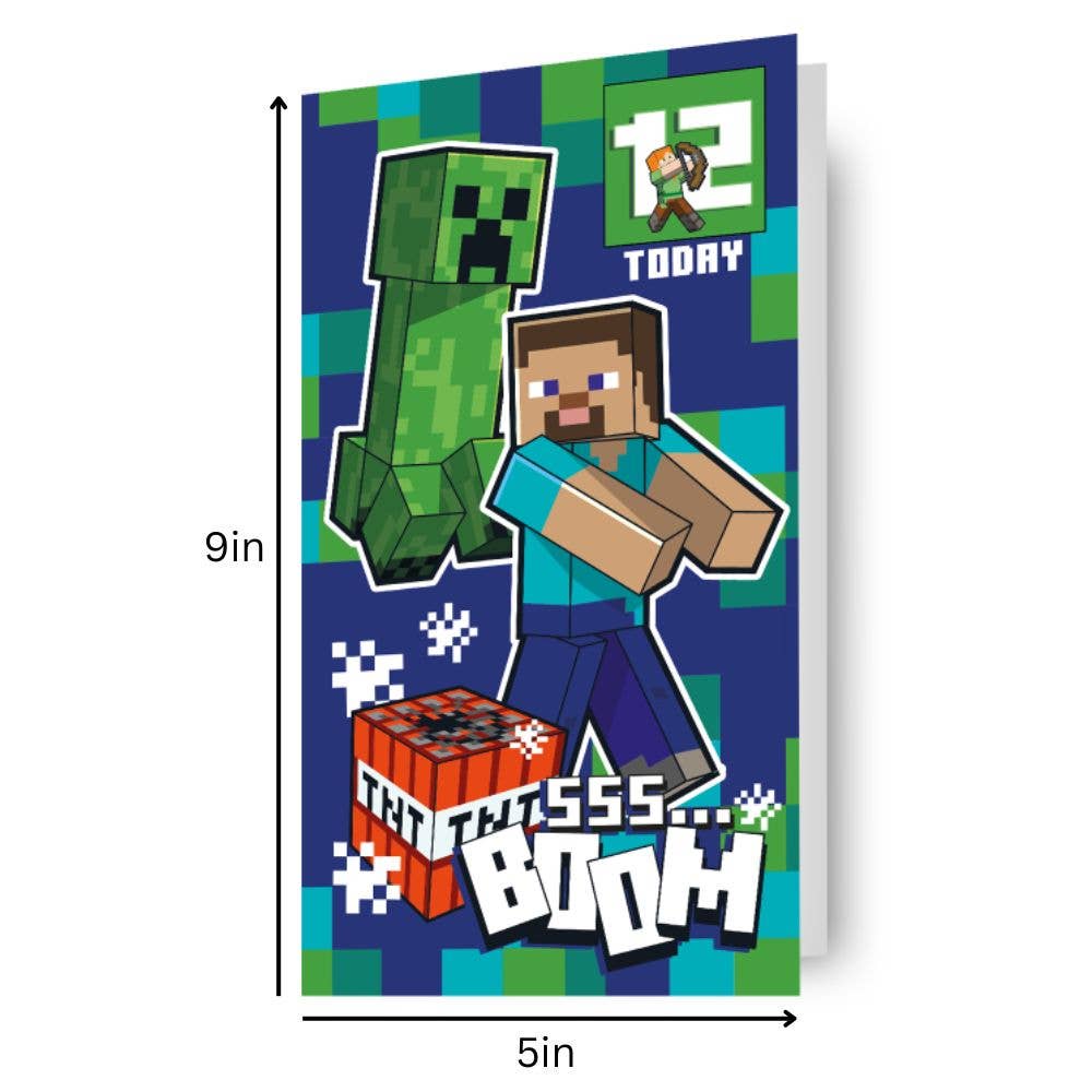 Danilo Promotions Ltd – wholesale Birthday card – Minecraft Multi Ages 7-14 Sticker Birthday Card2