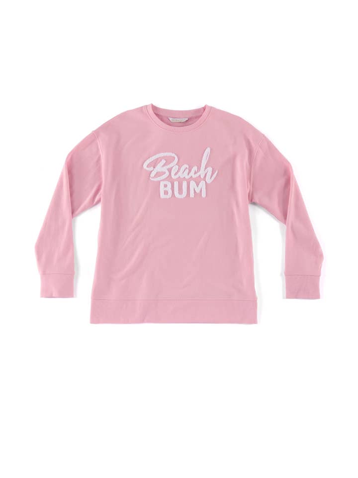 Shiraleah - Wholesale Graphic Sweatshirt - Women's - "BEACH BUM" SWEATSHIRT, BLUSH