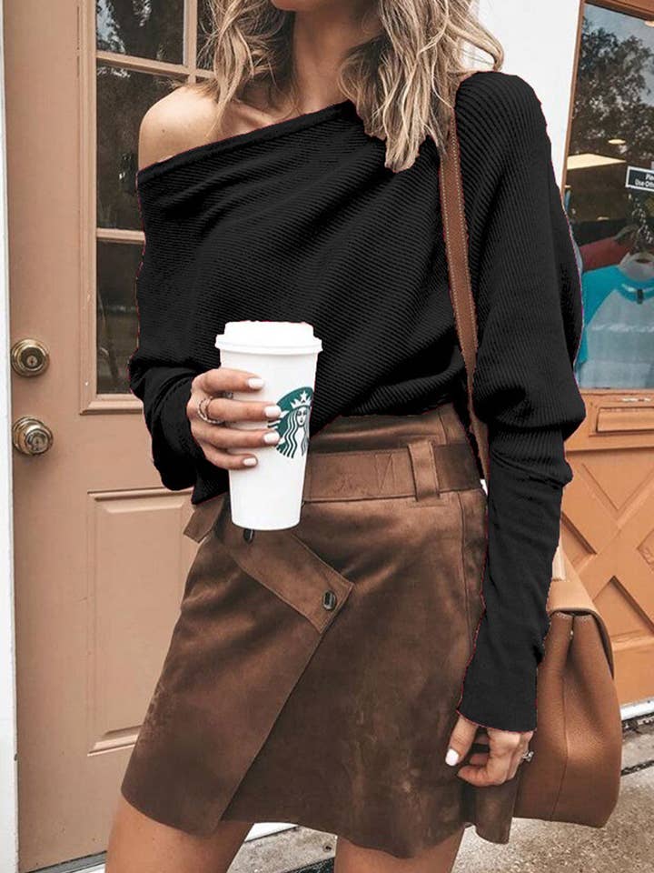 Mccolin - Vendita all'ingrosso Top in maglia - Donna - Maglia a maniche lunghe con spalle scoperte