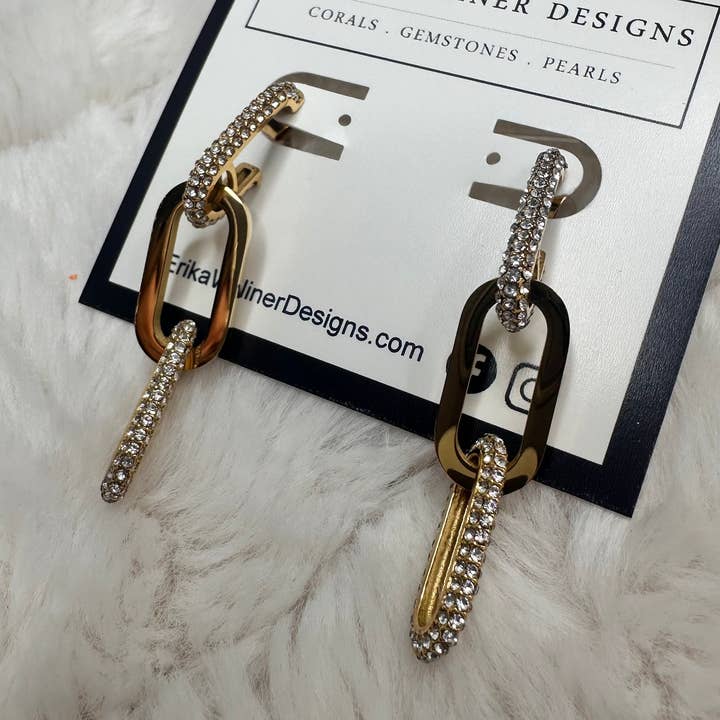 Three Pave Links earrings | Erika Williner Designs for wholesale by Erika Williner Designs