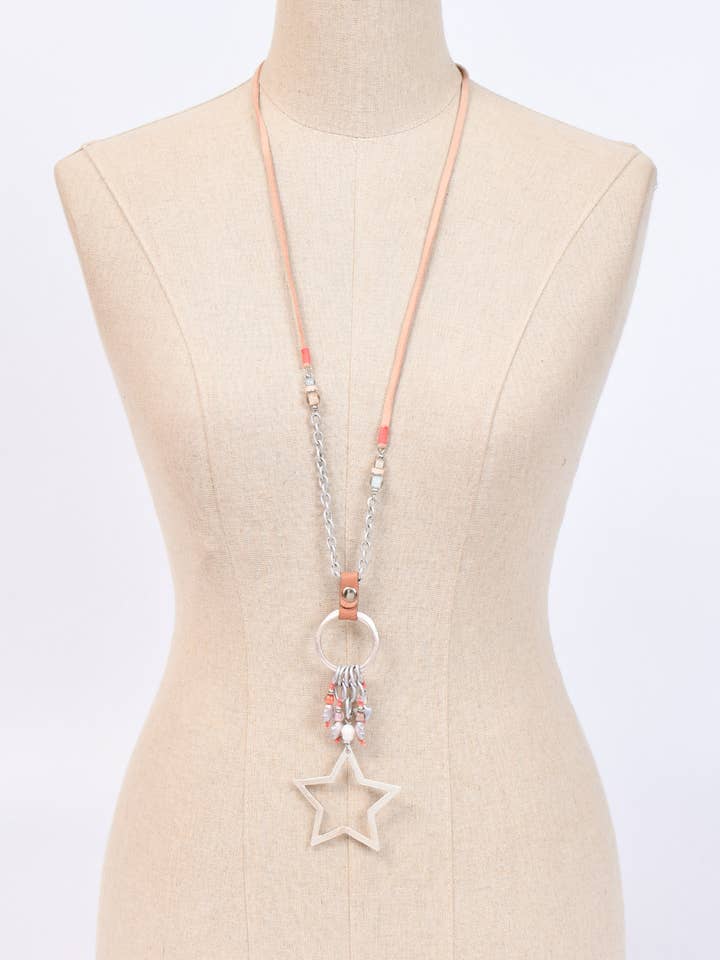 Long necklace with star pendant for wholesale by Victoria Moda