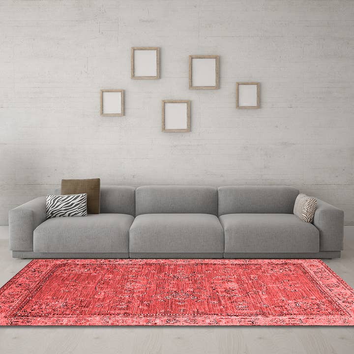 Tapis industriels rouges orientaux lavables en machine pour la vente par Ahgly