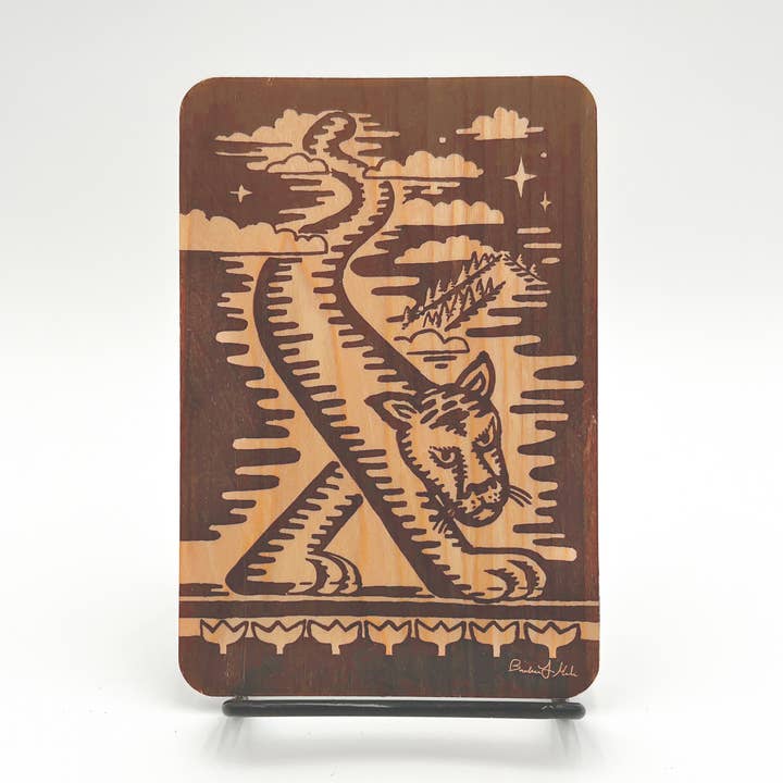 Carte postale en bois de lion pour la vente par Morning Paper dot Design