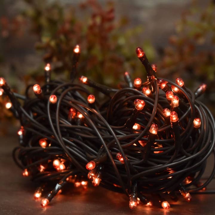 Wholesale Home Decor - Wholesale String lights - Amber 100 Bulb Primitive Rice String Light 19.5 ft Green Cor0