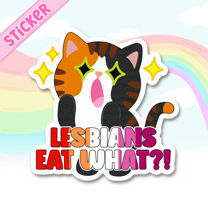 Adesivo per laptop LGBTQIA, adesivo di gatti mangiati da lesbiche per la vendita all'ingrosso da parte di RoroDesignsLove