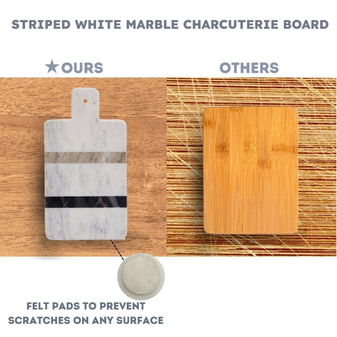Lexi Home - Wholesale Cheese Board - Chic Striped White Marble Minimalist Charcuterie Board3