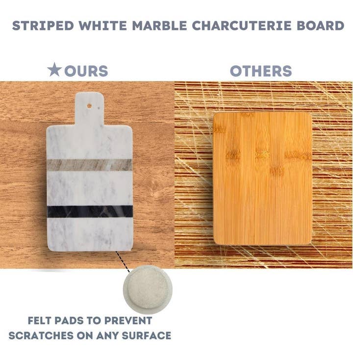 Lexi Home - Wholesale Cheese Board - Chic Striped White Marble Minimalist Charcuterie Board3