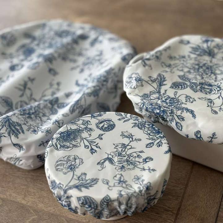 Kit Carson Accessories - Wholesale Food Storage Wrap/Bag - Dish covers - Blue Transferware 7 to15" & 9X13 Casserole pan1