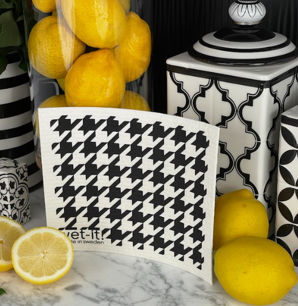Wet-it! - Wholesale Dishcloth - Houndstooth Black Swedish Cloth3