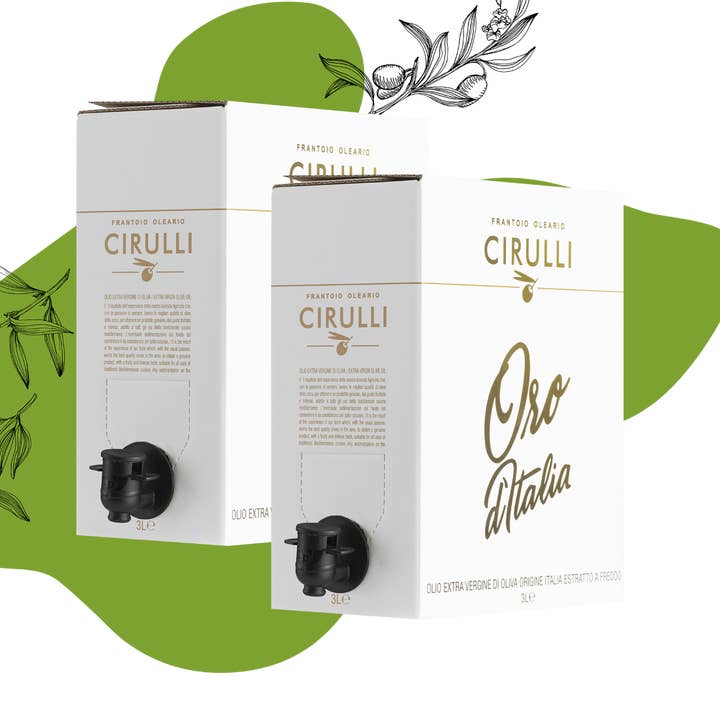 2 sacs dans une boîte d'huile EVO • 2 x 3 litres pour la vente par Olio Cirulli