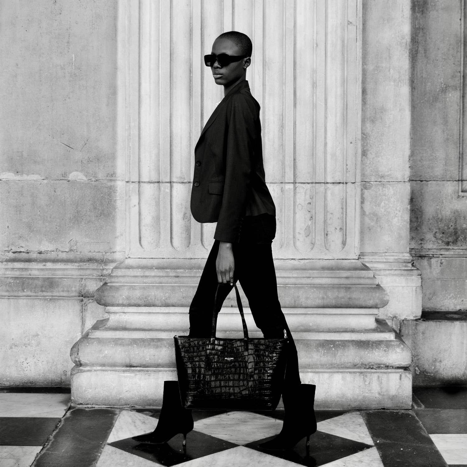 Alinari Firenze - Vente Tote bag – femme - Sac fourre-tout Maxima Crocco noir6