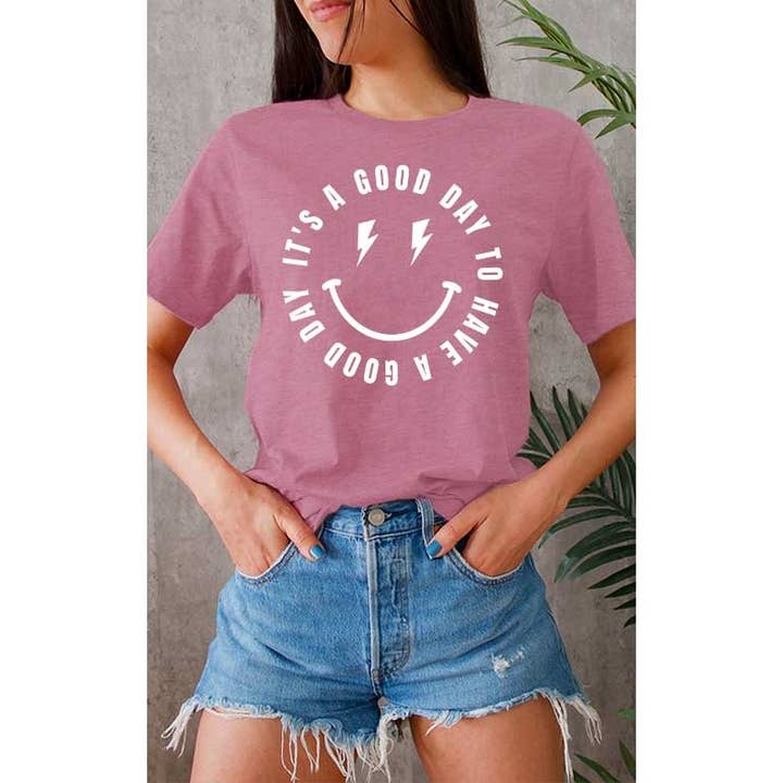 Good Day Smiley Graphic Tee for wholesale by Select Apparel