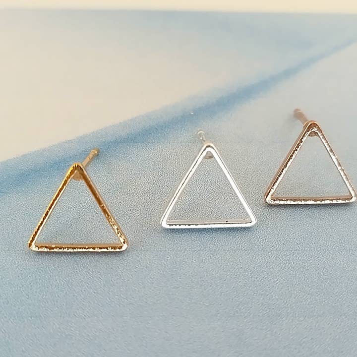 Triangle Studs, Available in Silver, Gold & Rose Gold for wholesale by Piccadilly Pendants