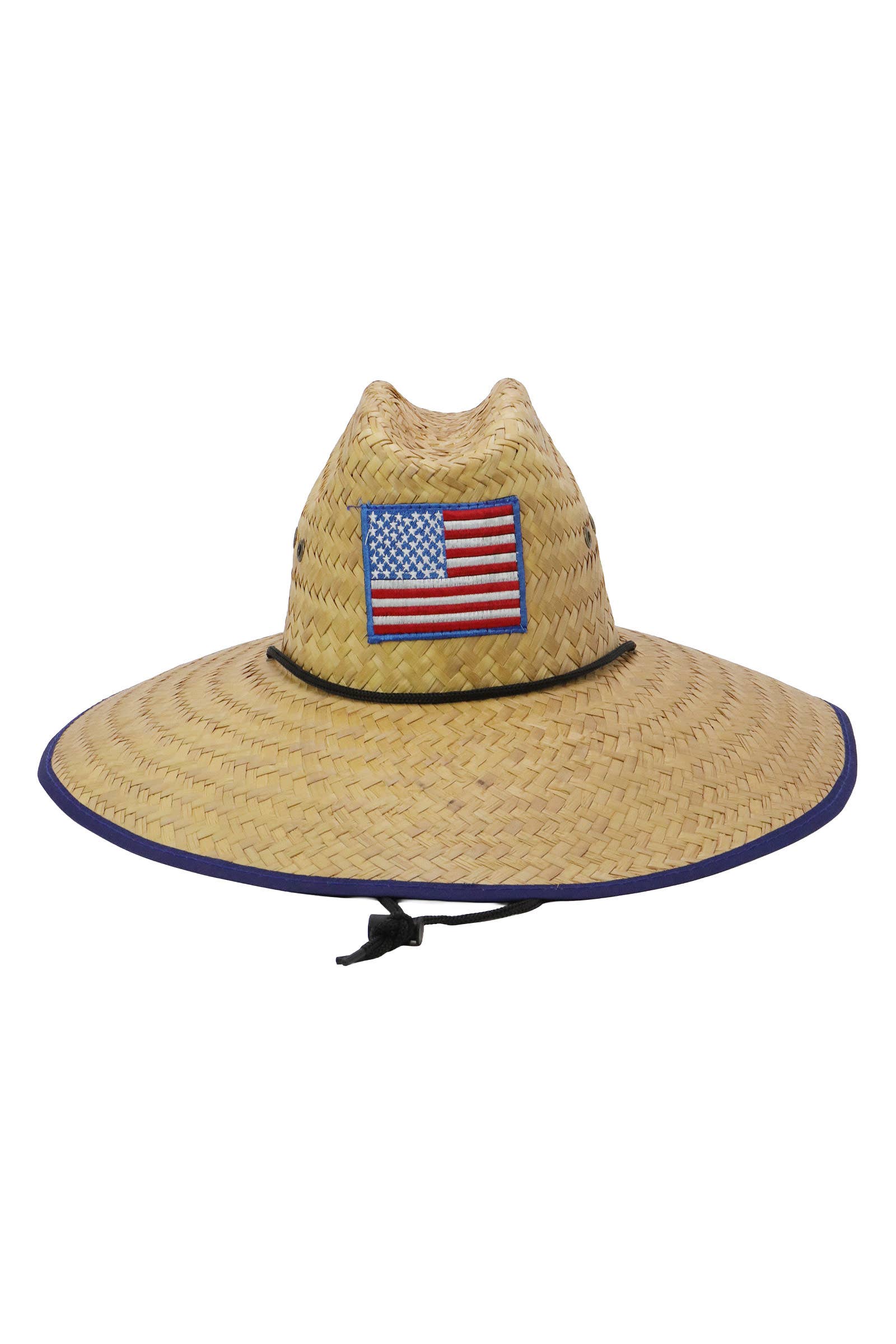 Cap Zone – Chapéu de palha – Unissexo por atacado – Chapéu de Palha de Salva-Vidas com Bandeira Americana com Ilhós8