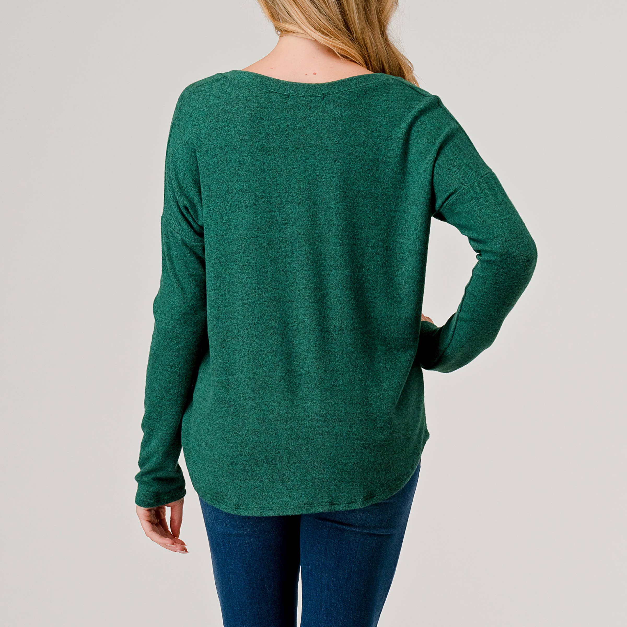 Heimious - Wholesale Knit Top - Women's - Long Sleeve V-neck Brushed Knit Top, 27384