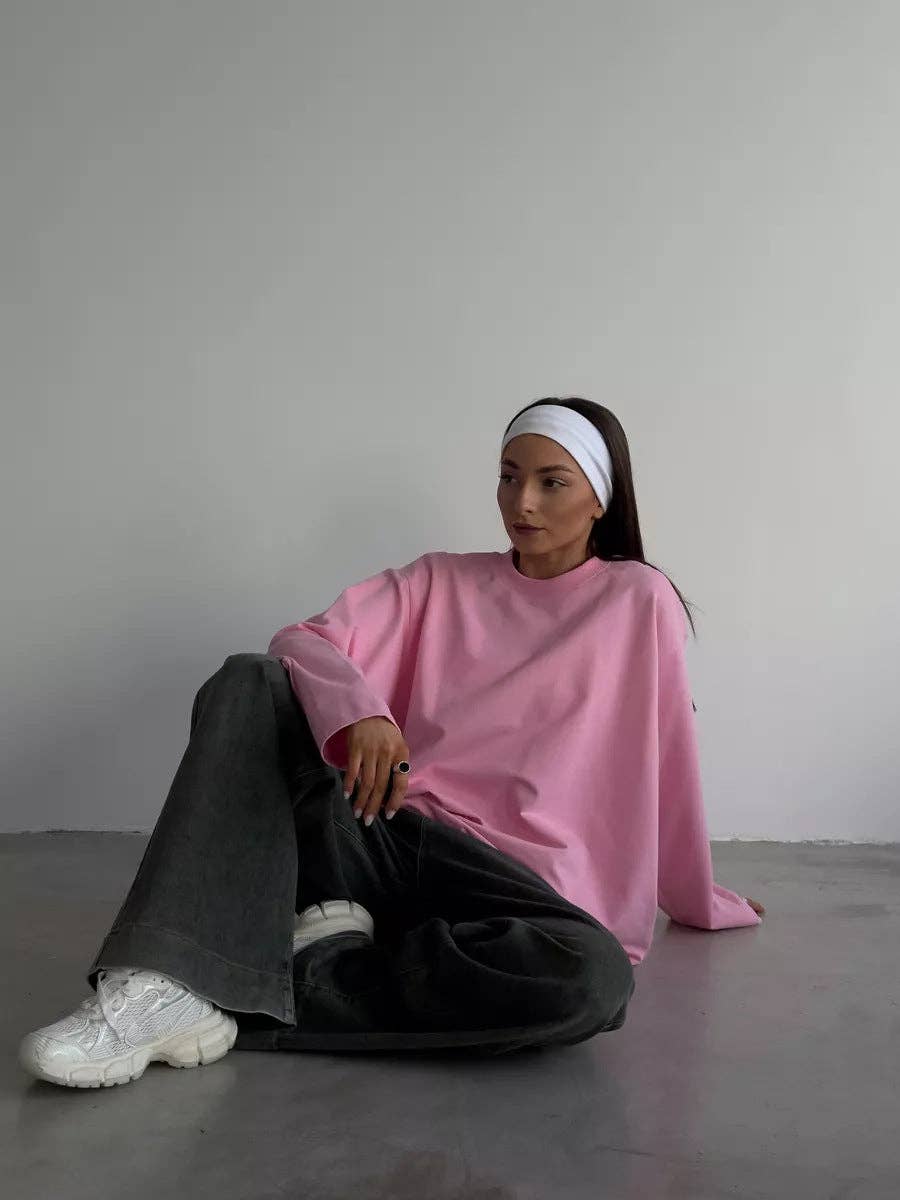 Suhkasana – wholesale T-shirt – women's – Heavyweight Cotton Long Sleeve Crewneck Oversized T Shirt13