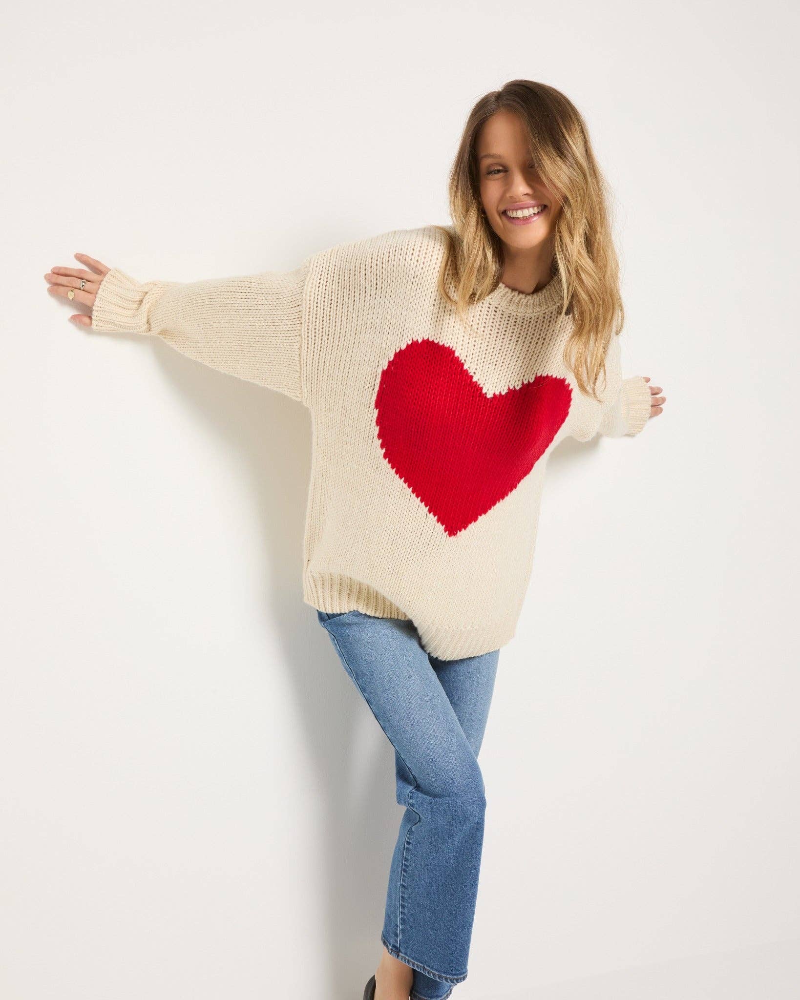 Birch Amour Heart Crew Neck Sweater for wholesale on Faire3