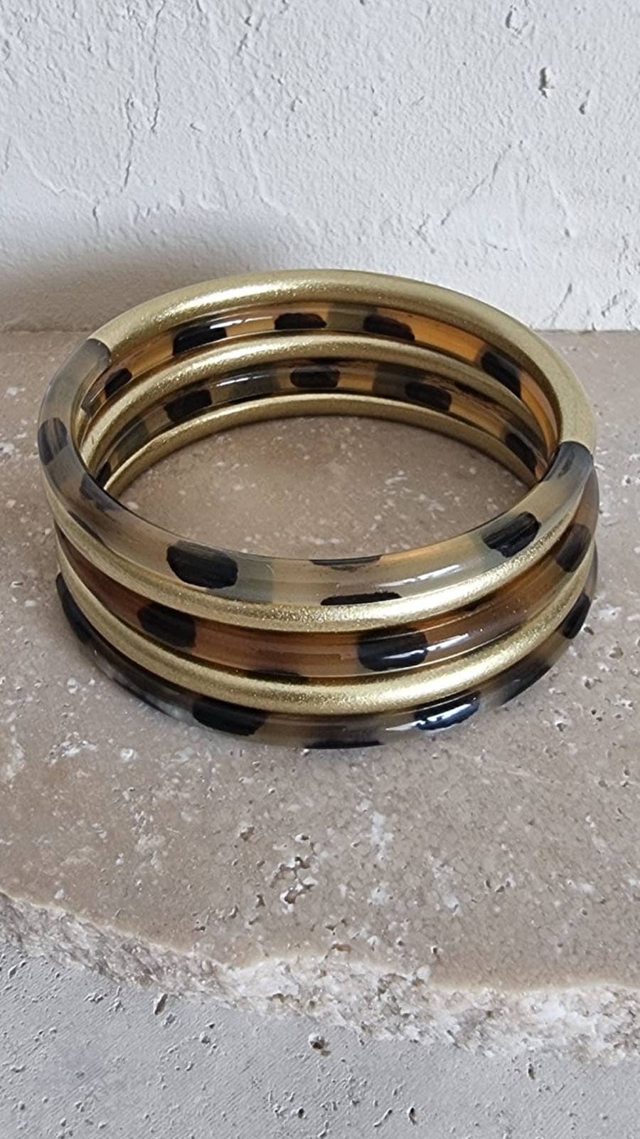 Le Coin Sauvage - Wholesale Armband - Hoornarmband - 5 mm - Luipaard duo goud5