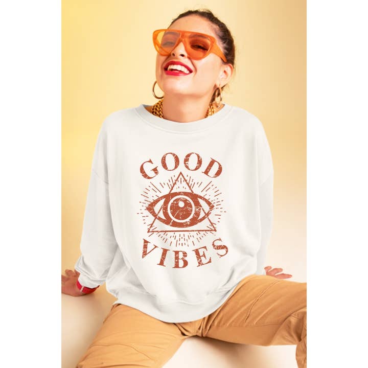 GODE VIBES GRAFISK SWEATHERSHIRT for engroshandel hos Nobrand