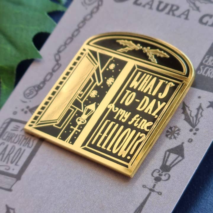 A Christmas Carol Window Enamel Pin for wholesale by Laura Crow Illustration