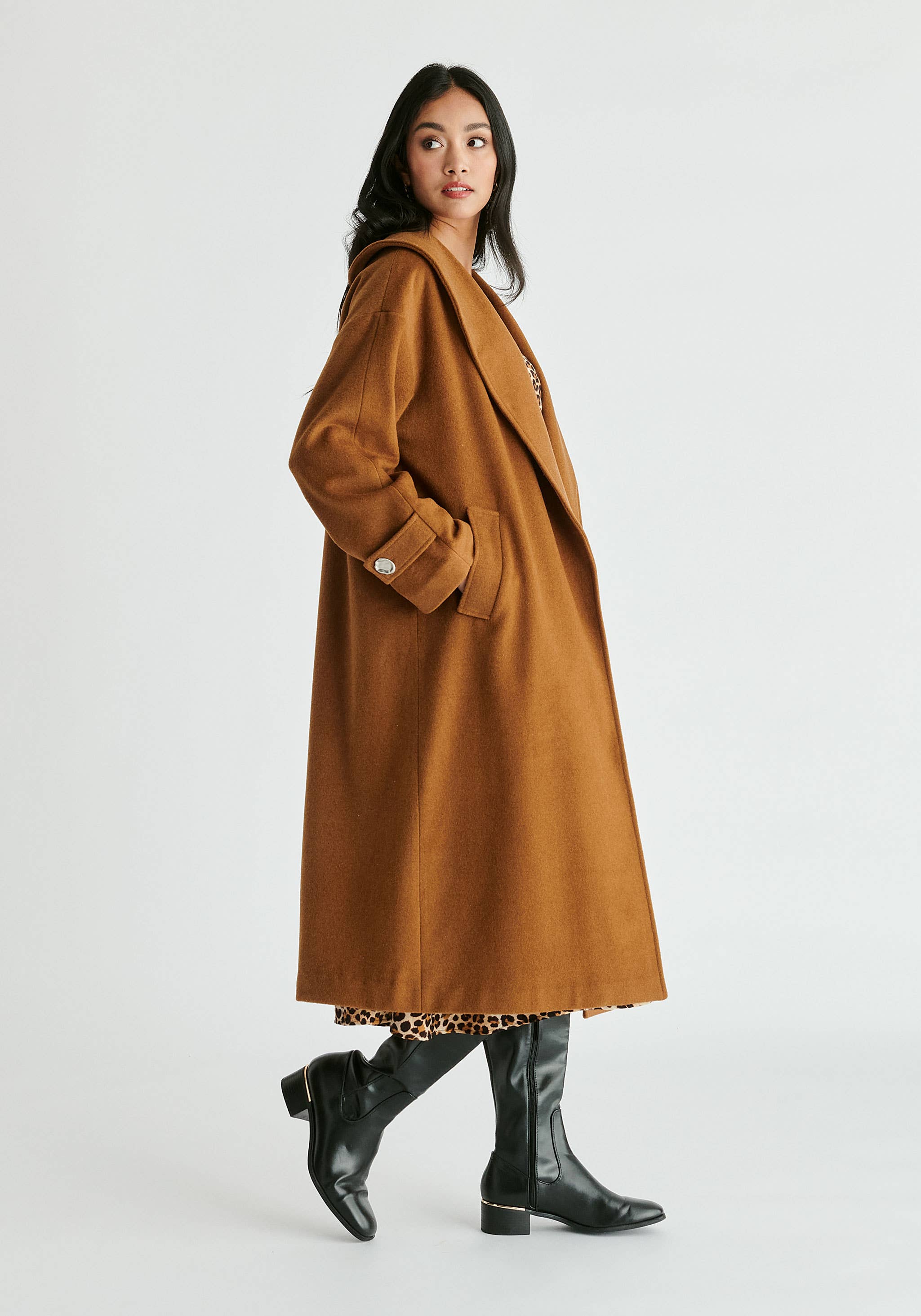 Paisie - Wholesale Coat - Women's - Shawl Collar Wool Coat with Belt2