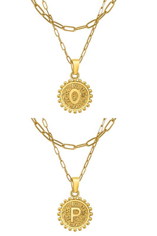 ACCITY - Wholesale Pendant/Charm Necklace - DOUBLE CHAIN INITIALS PENDANT NECKLACE_CWAJE1063