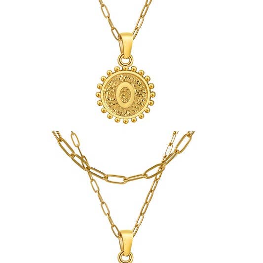 ACCITY - Wholesale Pendant/Charm Necklace - DOUBLE CHAIN INITIALS PENDANT NECKLACE_CWAJE1063