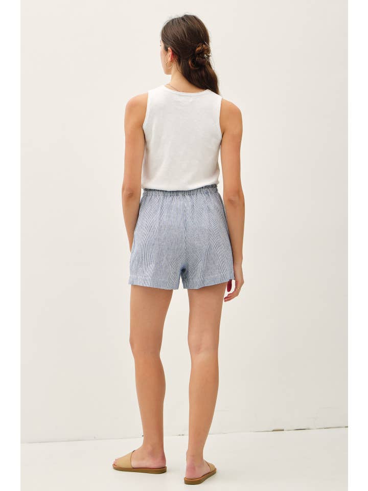 Be Cool - Wholesale Shorts - Women's - LINEN BLEND PINSTRIPE SHORTS