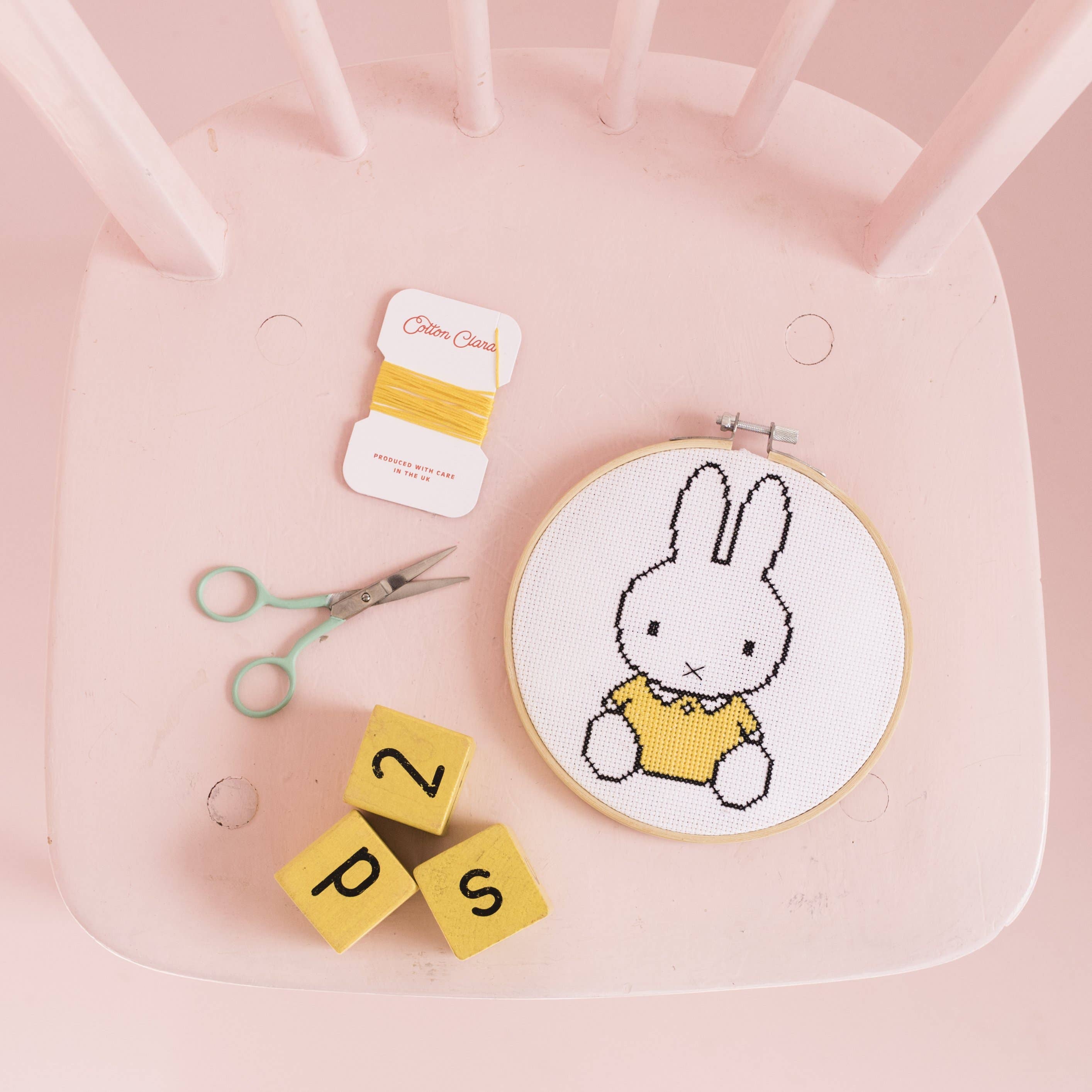 Cotton Clara Craft Kits & Supplies - Wholesale Craft Sewing Kit - Miffy Yellow Cross Stitch Kit Beginner Friendly 7