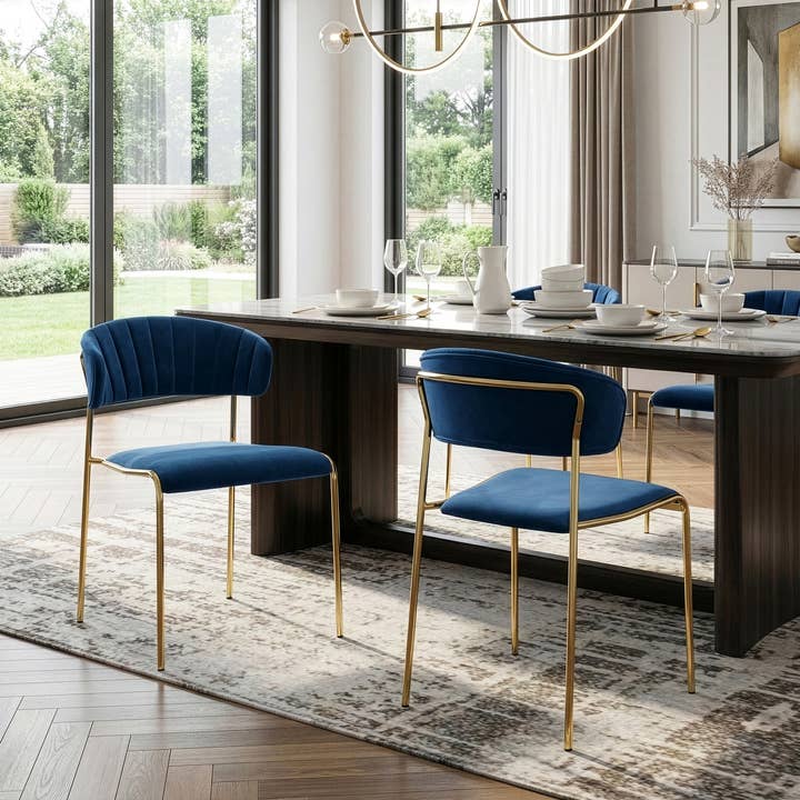 Glamour Home - Wholesale Chair - Set of 2 Andre Velvet Dining Chairs with Golden Legs