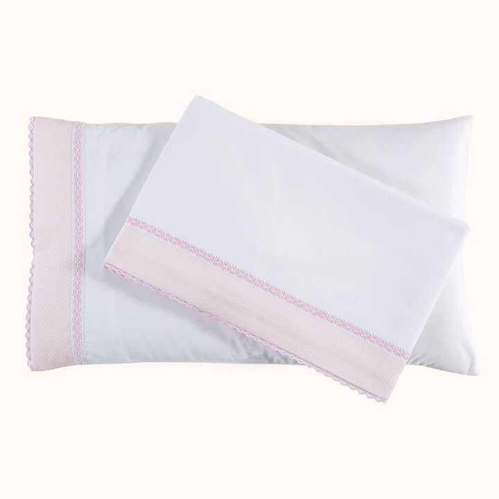 Set Lenzuola Candy Bianco con Bordo Rosa per la vendita all'ingrosso da parte di Pim-Pam-Pum