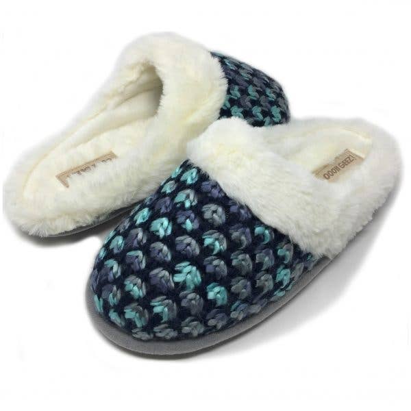 Oooh Yeah/Sock It Up/Oooh Geez Slippers – Engroshandel Slippers - Dame – Havfruehale Blå | Kvinders Skridsikre Fuzzy Tøfler