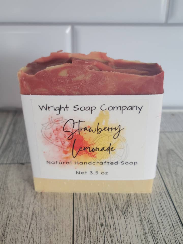 Strawberry Lemonade Hemp Beer Soap - Handmade Soap for wholesale by Wright Soap Company