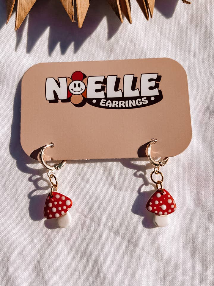 Mini Mushroom Huggies for wholesale by Noelle Earrings
