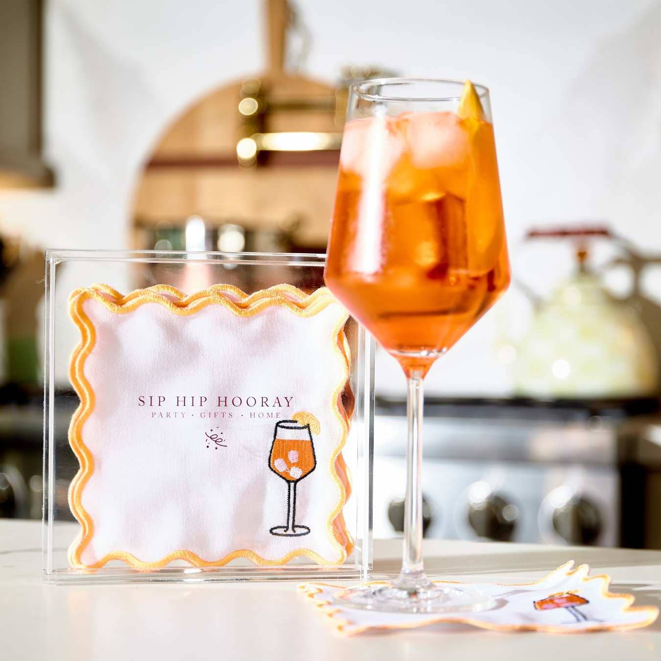 Sip Hip Hooray - Wholesale Dinner & Cloth Napkin - Embroidered Cocktail Napkins with Reusable Acrylic Box 9