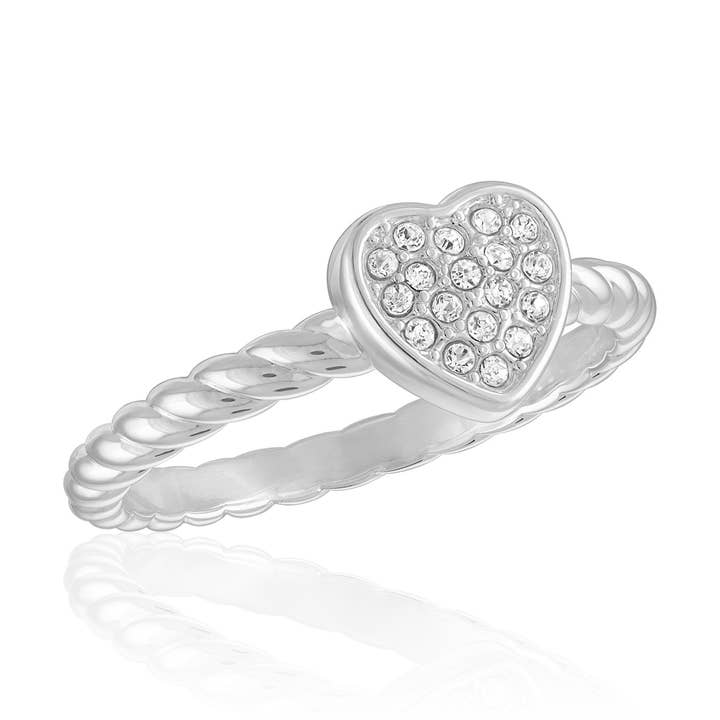 Stacks: CZ Heart With Twisted Band Ring for wholesale by Center Court