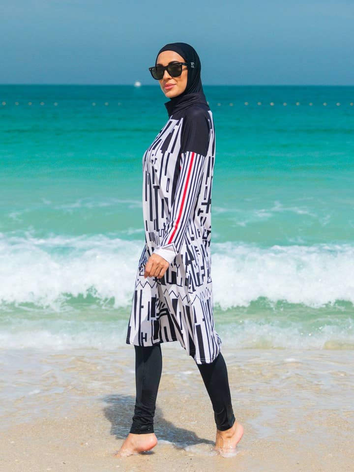 Marina Swimwear - Wholesale One Piece Swimsuit - Women's - Lycra Black Burkini Modest Swimwear M23023